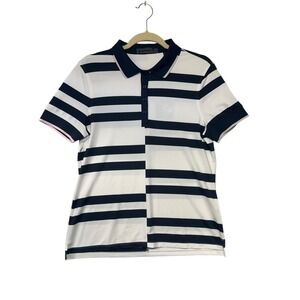 G/FORE Womens Navy White Striped‎ Golf Polo Shirt Size M NEW